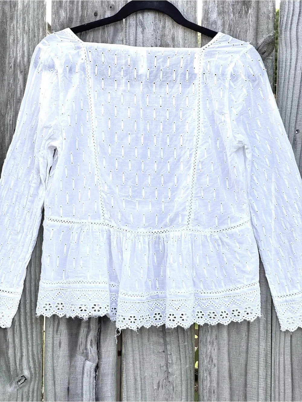 Meadow Rue Anthropologie Cottagecore boho white eyelet peasant blouse size 4